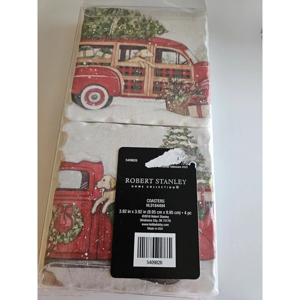 Christmas Decor Little Red Truck Kitchen pot holder, cutting board, coasters New